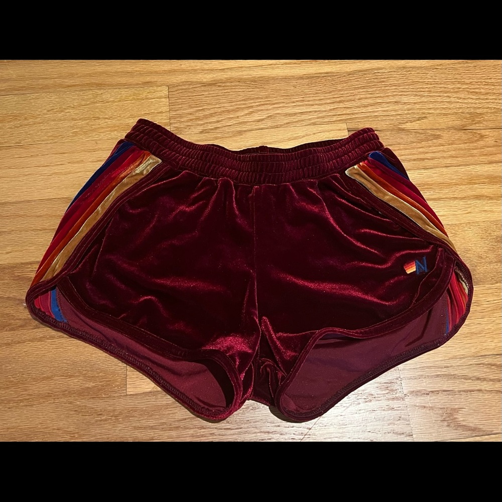 Aviator Nation Velvet Shorts / red